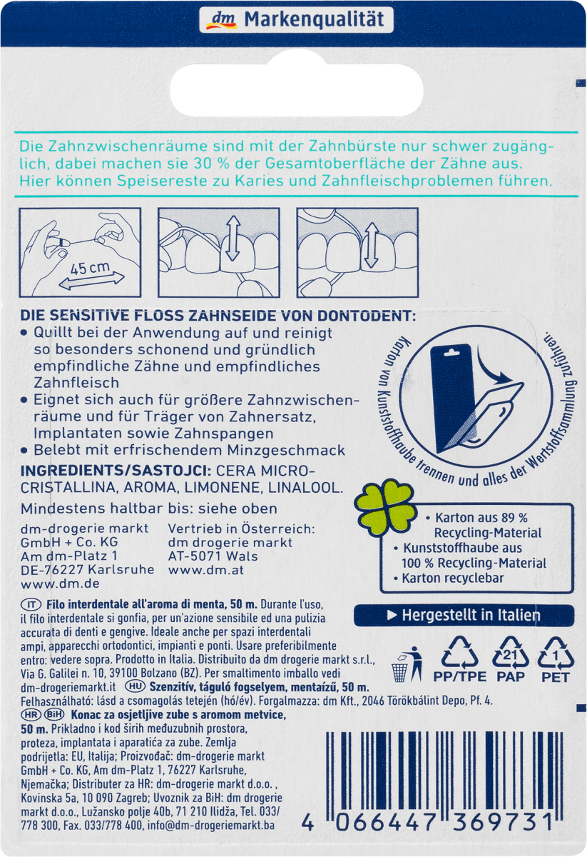 Zahnseide sensitive Floss, 50 m