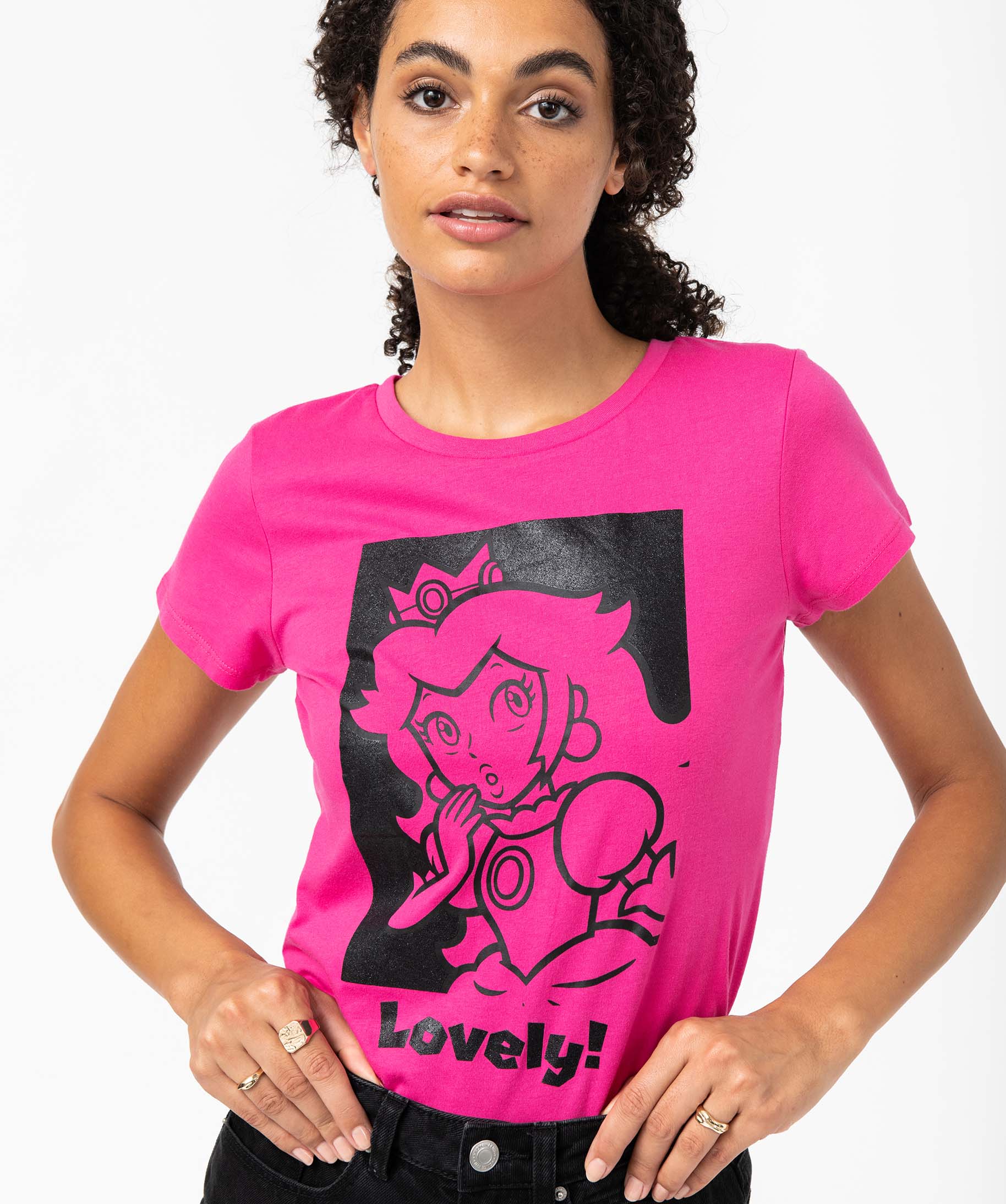 Tee-shirt femme à manches courtes imprimé Princess Peach -... rose | GEMO