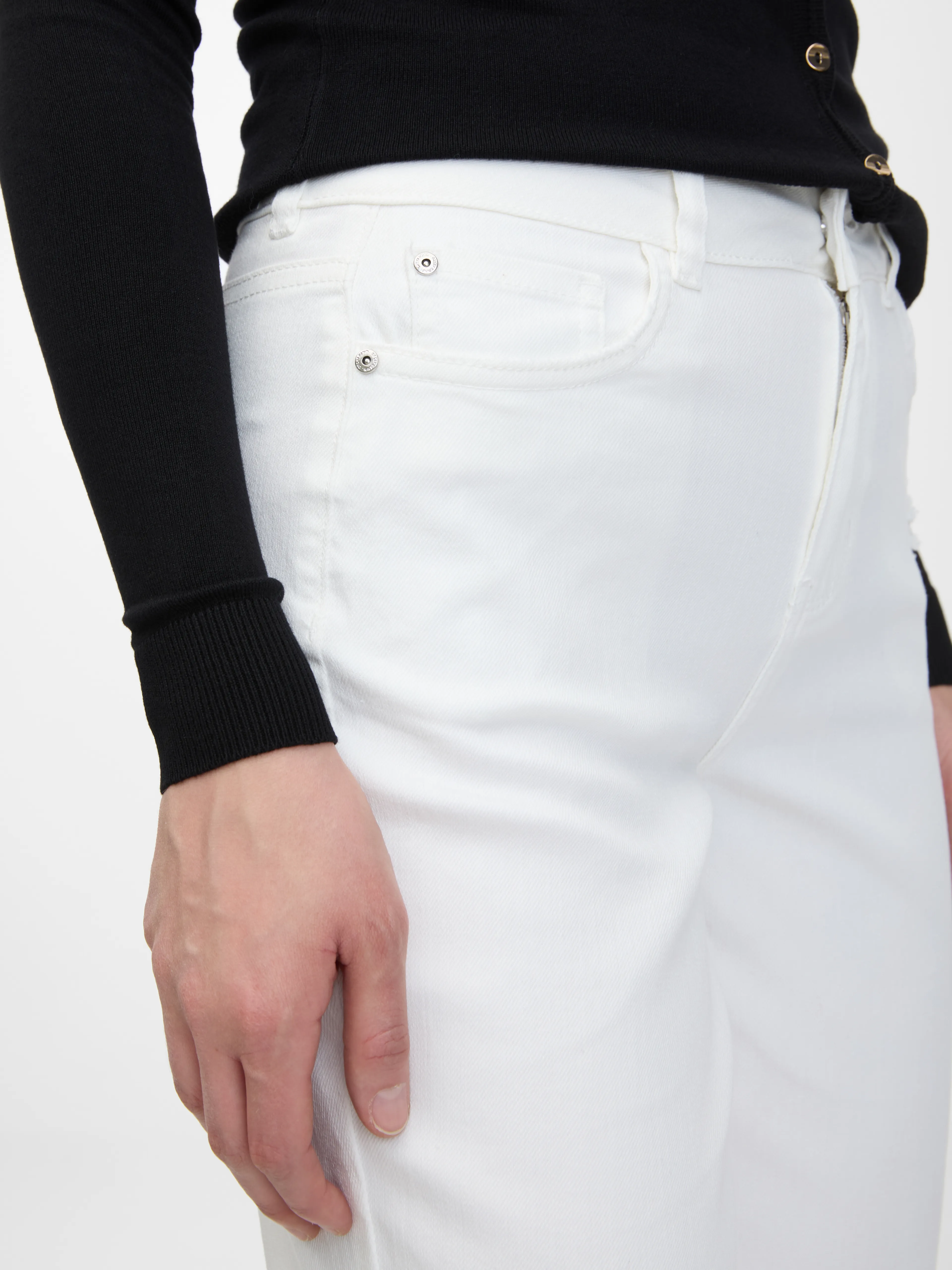 Weiße verkürzte Damen Boyfriend-Jeans ORSAY