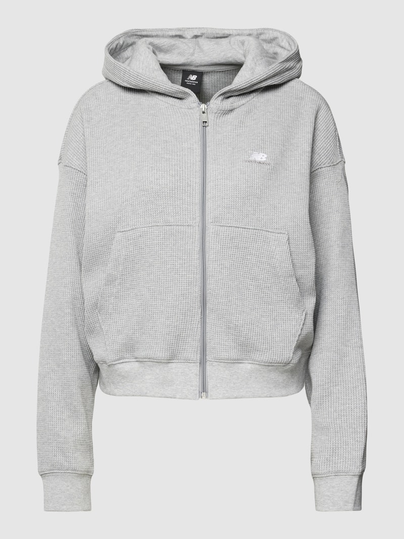 Sweatjacke mit Strukturmuster in hellgrau meliert