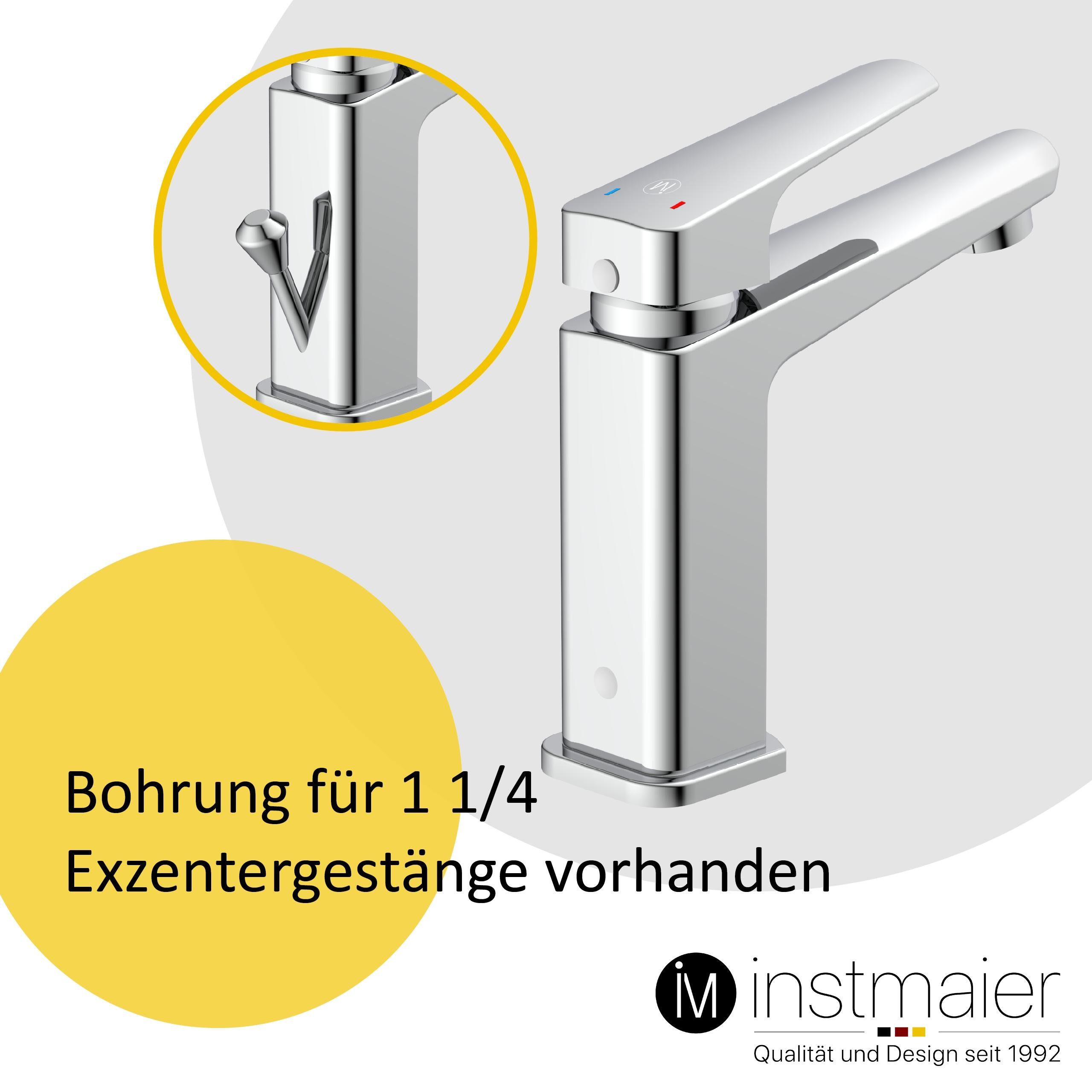instmaier Waschtischarmatur B2 Wasserhahn für Bad, Waschbeckenarmatur in edlem Design moderne Form mit hochwertiger Chromoberfläche