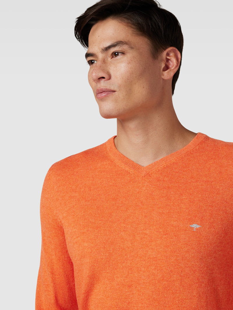 Strickpullover mit Logo-Stitching in orange