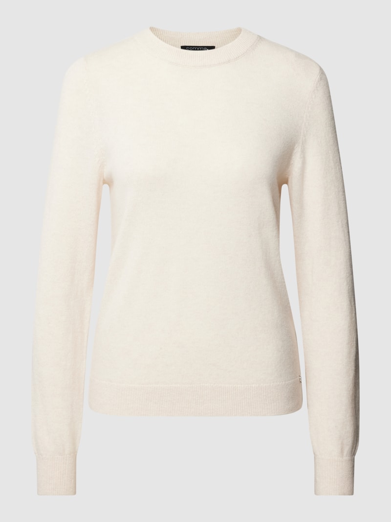 Strickpullover mit Rundhalsausschnitt in beige meliert
