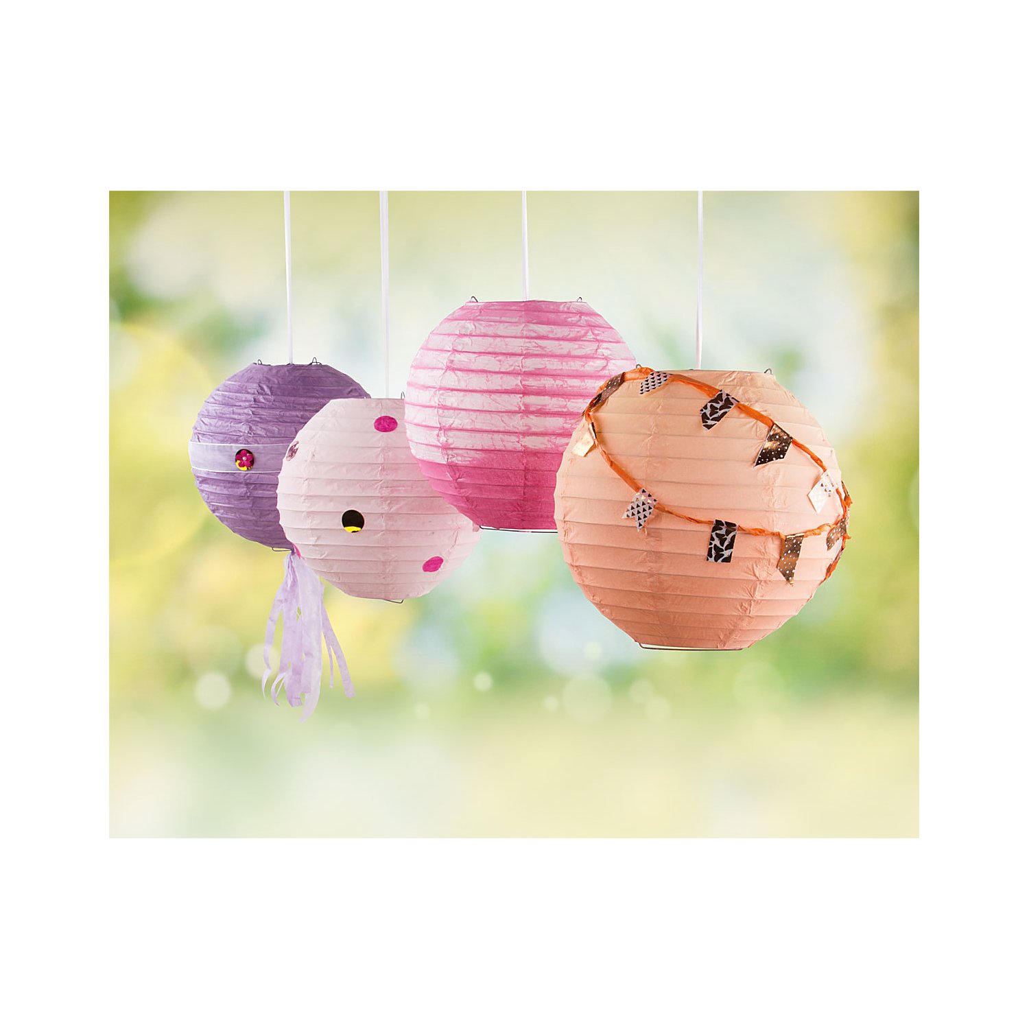 Papierlampions, 2 Stück, 20 cm Ø, weiß