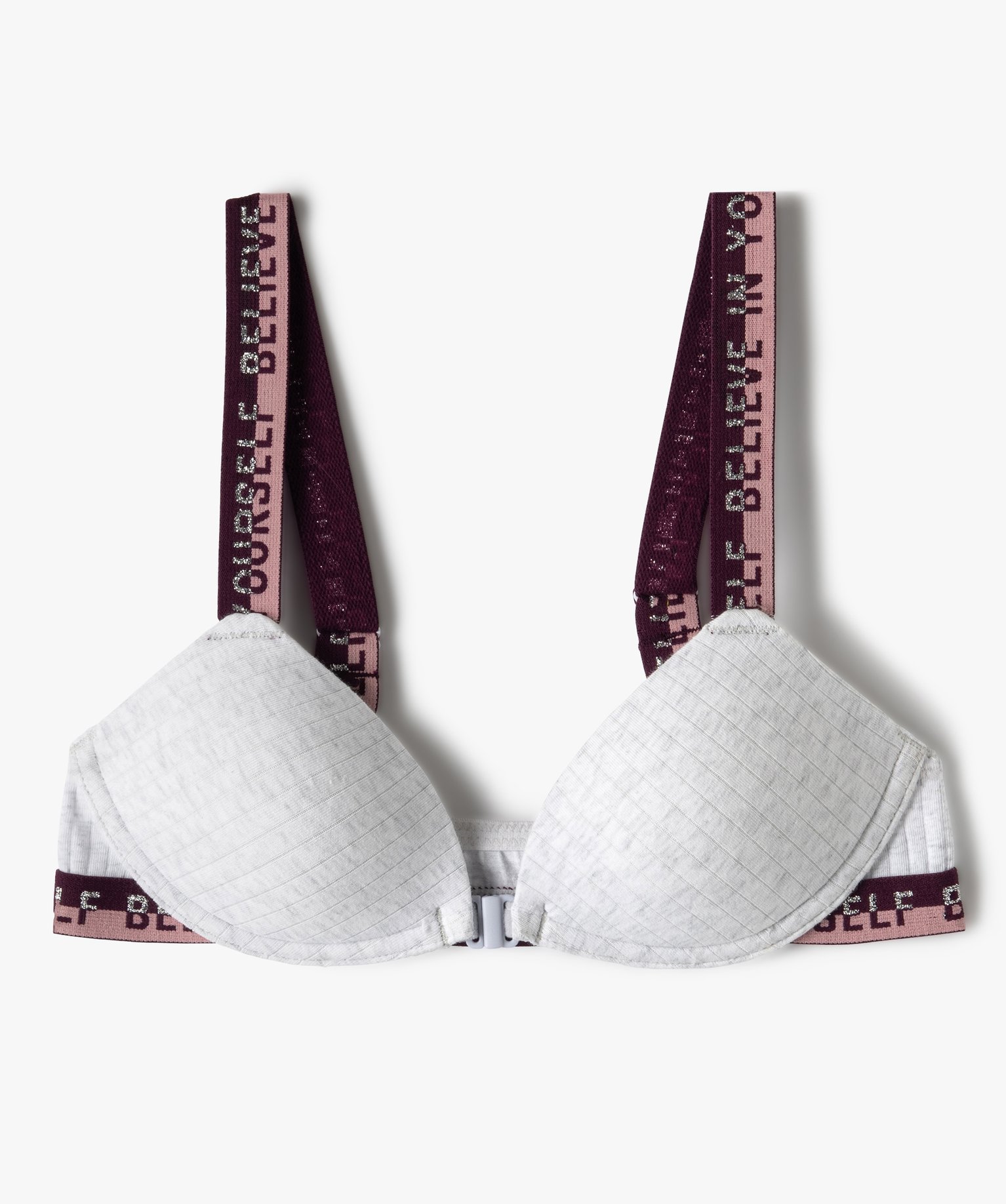 Soutien-gorge fille paddé avec fermeture devant gris clair | GEMO