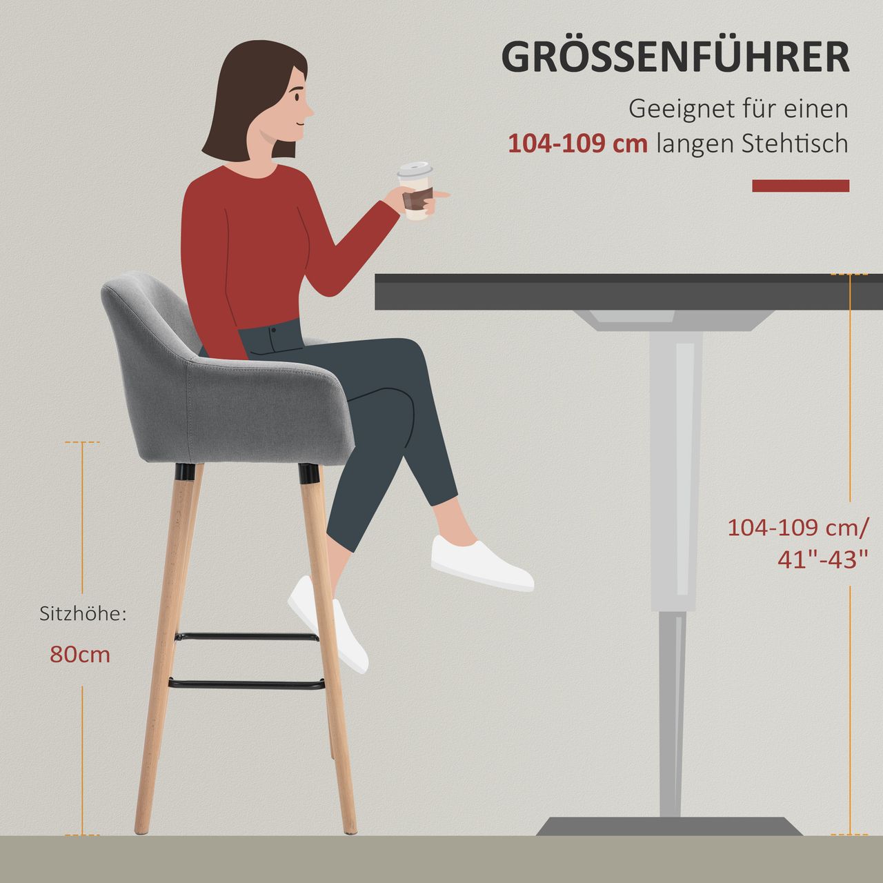 HOMCOM 2er-Set Barhocker, Barstuhl, Bistrohocker, Küchenhocker mit Sitzkissen