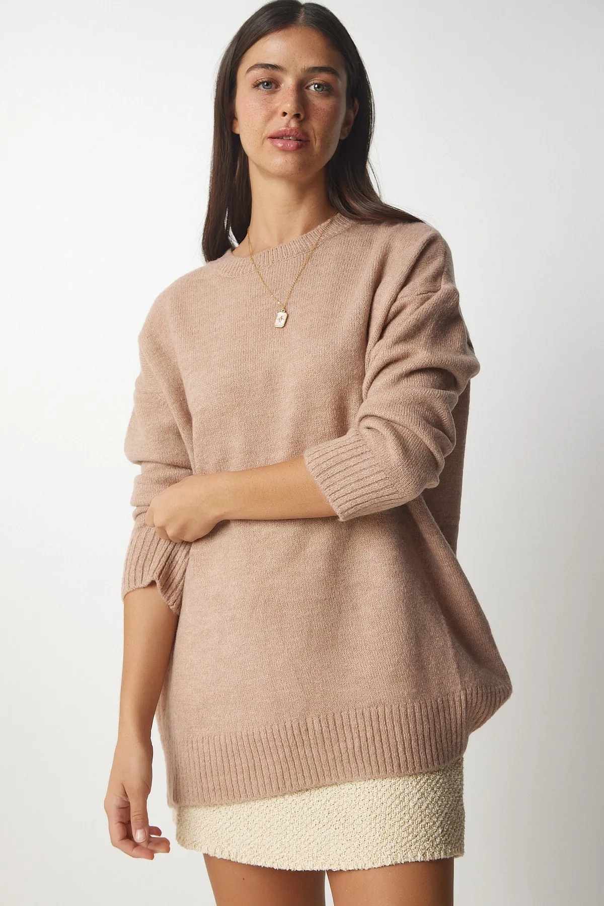 Happiness İstanbul  Damen-Sweatshirt „Open Biscuit“ in Übergröße, Strick, PN00054