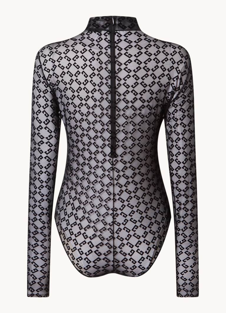 Body Givenchy em malha semitransparente com estampa jacquard do logotipo.
