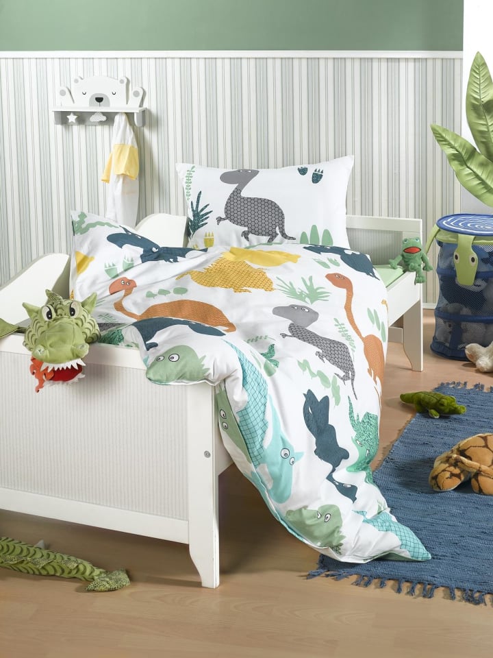 Carpe Sonno Renforce Bettwäsche Set Dinos in Mehrfarbig günstig kaufen 100 x 135 cm   40 x 60 cm