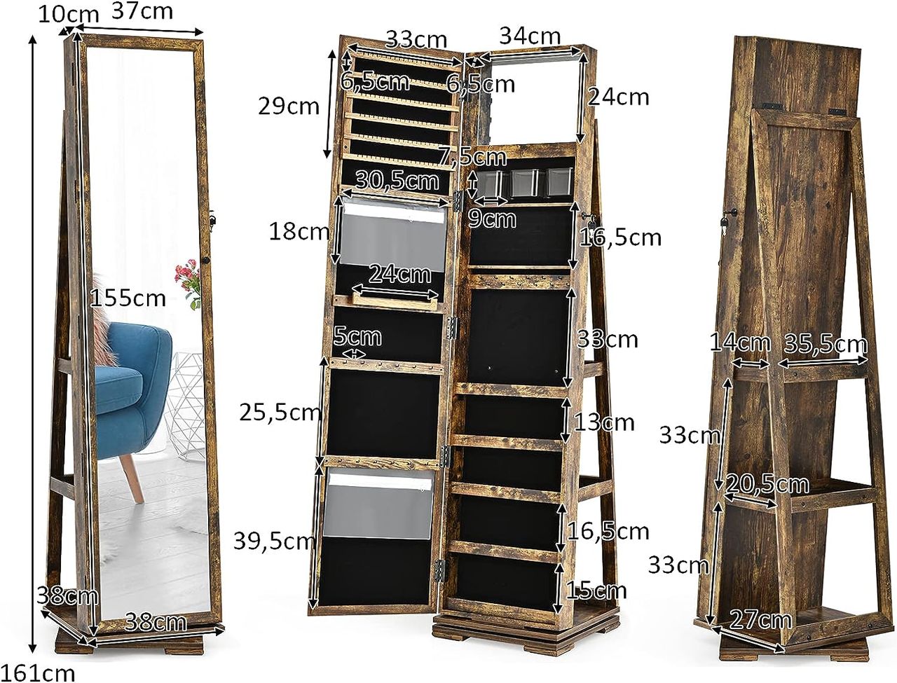 Costway COSTWAY Schmuckschrank