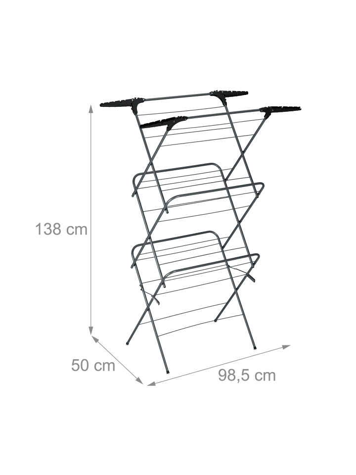 relaxdays Wäscheständer Turmtrockner in Grau/ Schwarz - (H)138 x (B)63,5 x (T)50 cm günstig kaufen onesize
