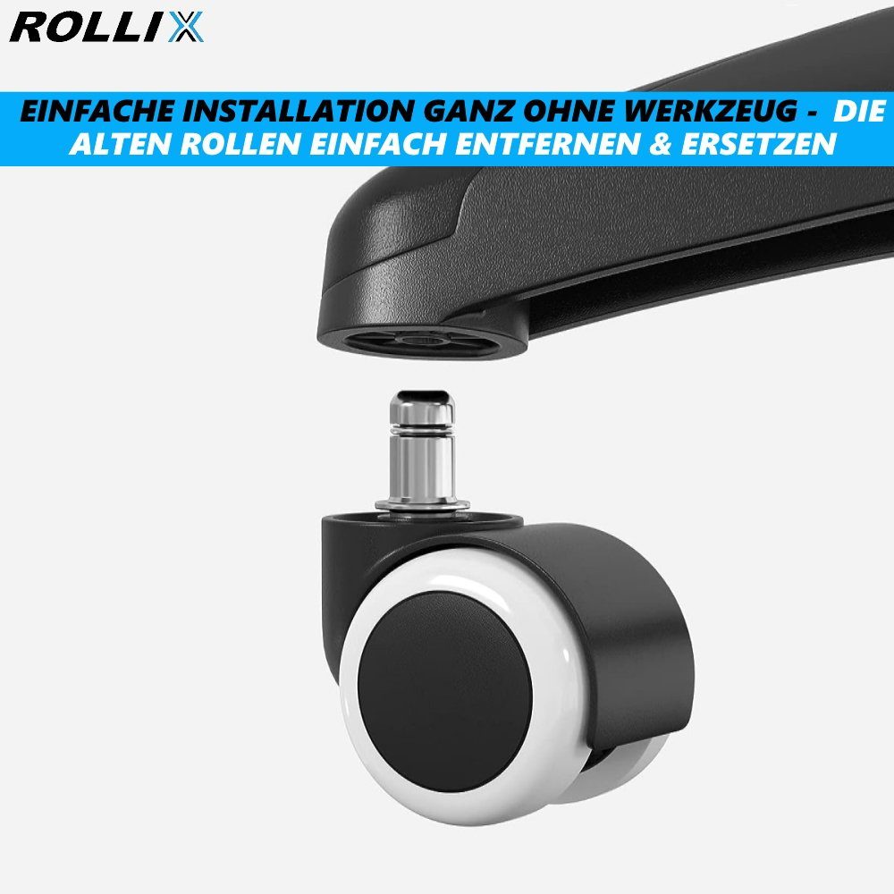 MAVURA Stuhlrolle ROLLIX Bürostuhlrollen Hartbodenrollen Stuhlrollen, Chefsesselrollen - leise & kratzfrei 11mm [5er Set]
