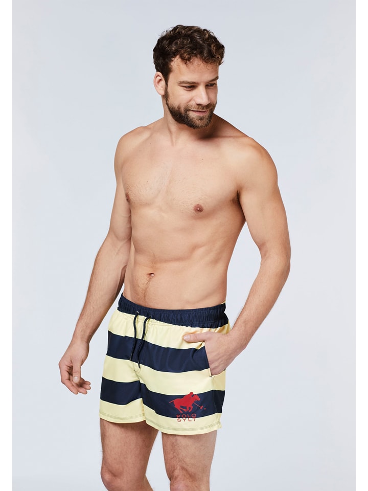 Polo Sylt Badeshorts in Gelb/ Dunkelblau günstig kaufen