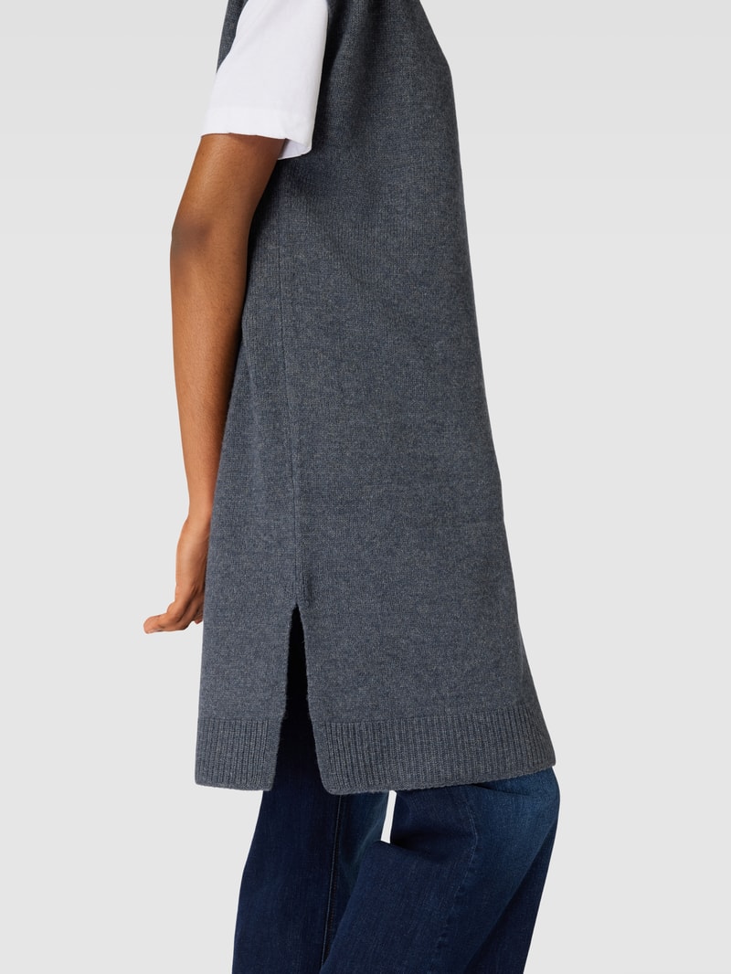 Strickjacke mit offener Front in anthrazit meliert