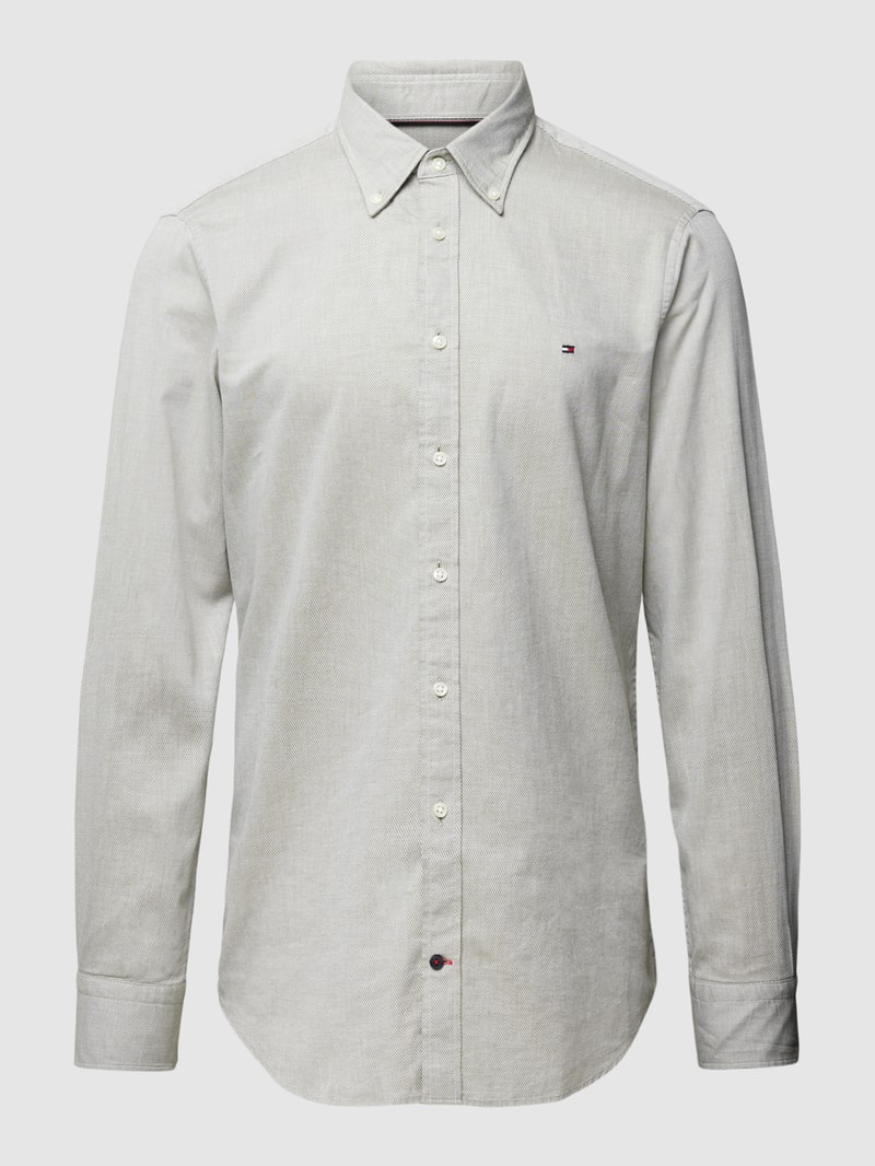 Slim Fit Business-Hemd mit Button-Down-Kragen in grün