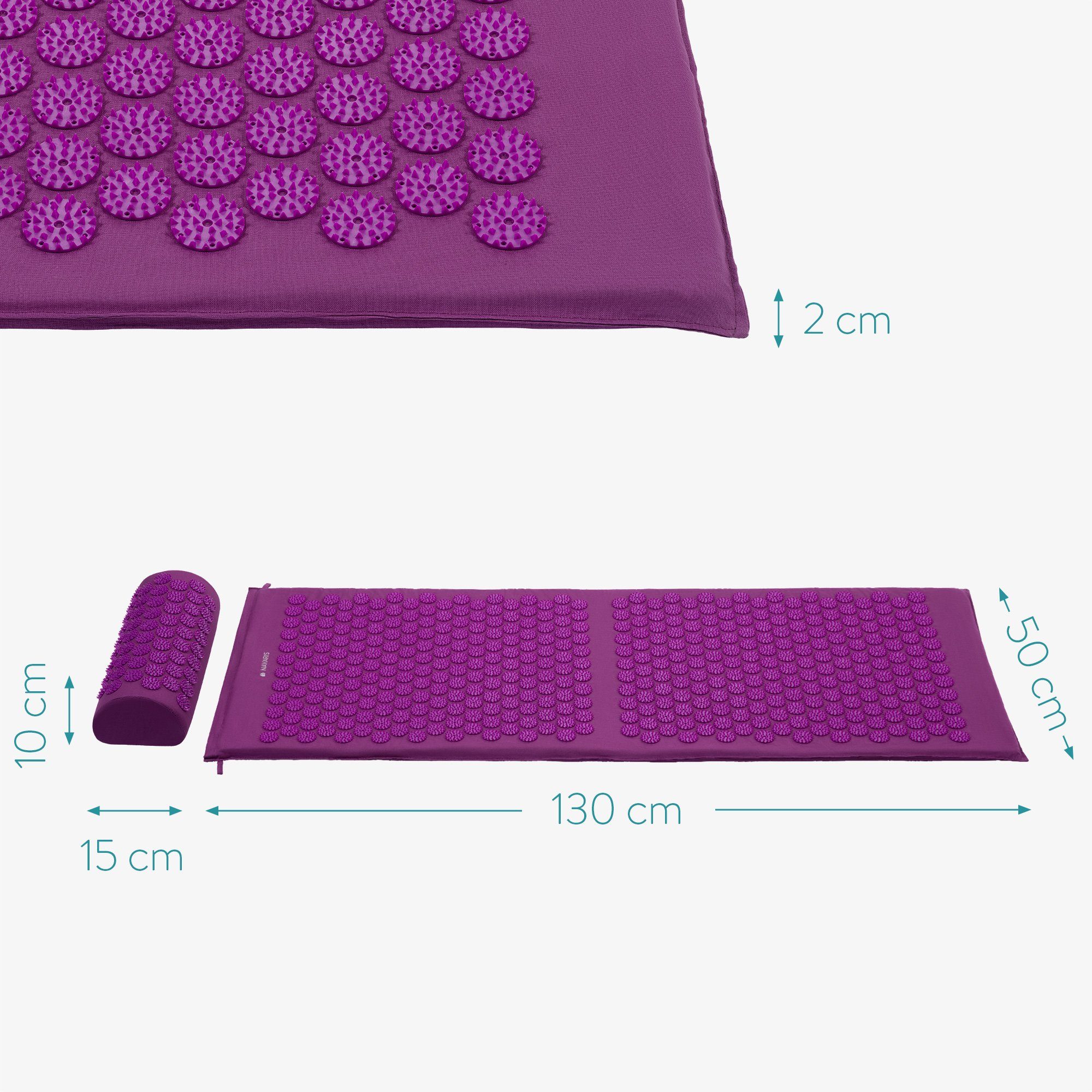 Navaris Akupressurmatte 2in1 Akupressur Massage Set - Matte und Kissen für Verspannungen