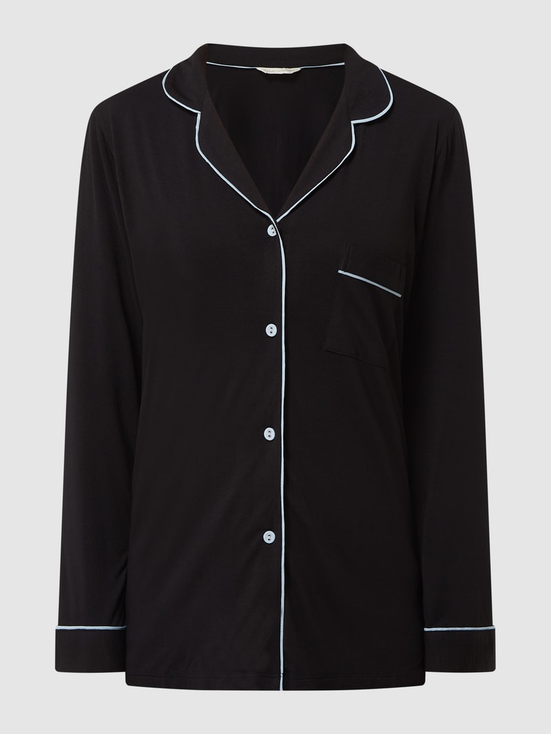 Pyjama-Oberteil aus Modal-Elasthan-Mix Modell 'Beth' in schwarz