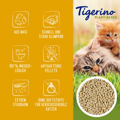 Tigerino Plant-Based Mais Katzenstreu - Sensitive, parfümfrei