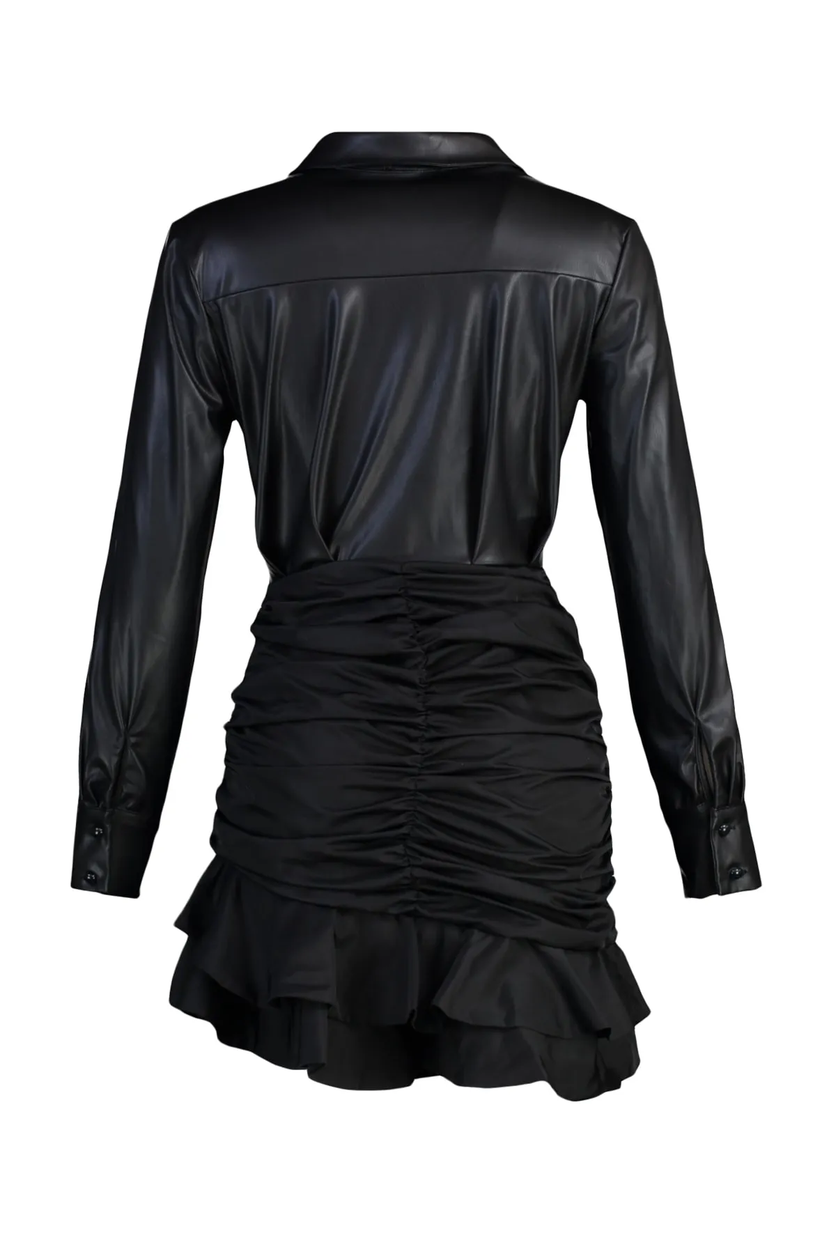 Trendyol Collection  Schwarzes Webkleid in Lederoptik TWOAW21EL1439