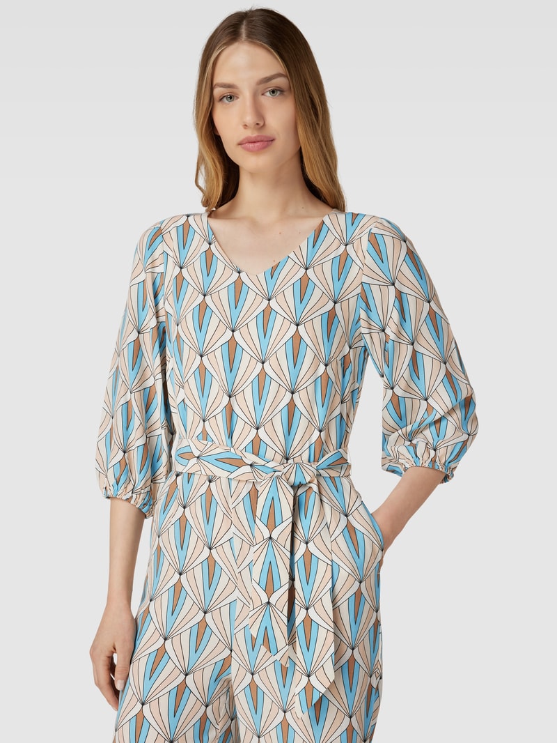 Jumpsuit aus Viskose mit Allover-Muster in bleu