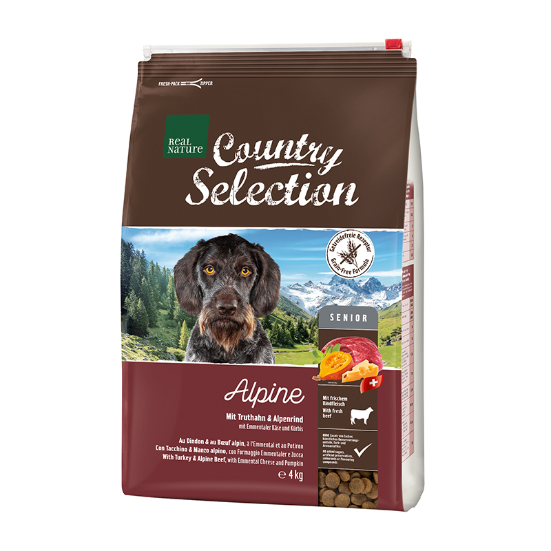 REAL NATURE Hundetrockenfutter REAL NATURE Country Selection Senior Alpine Truthahn & Alpenrind 4 kg