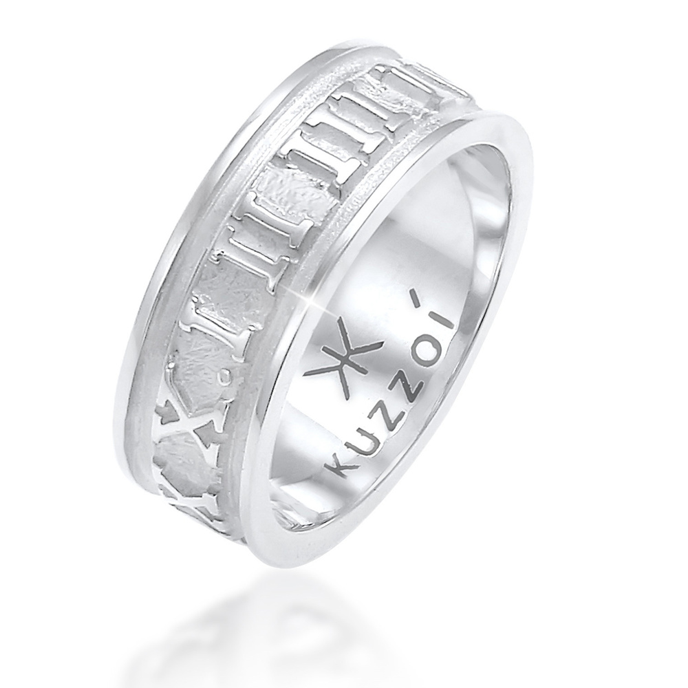 KUZZOI KUZZOI Bague Bague pour homme Chiffres romains Tendance solide oxydée en argent s Bague
