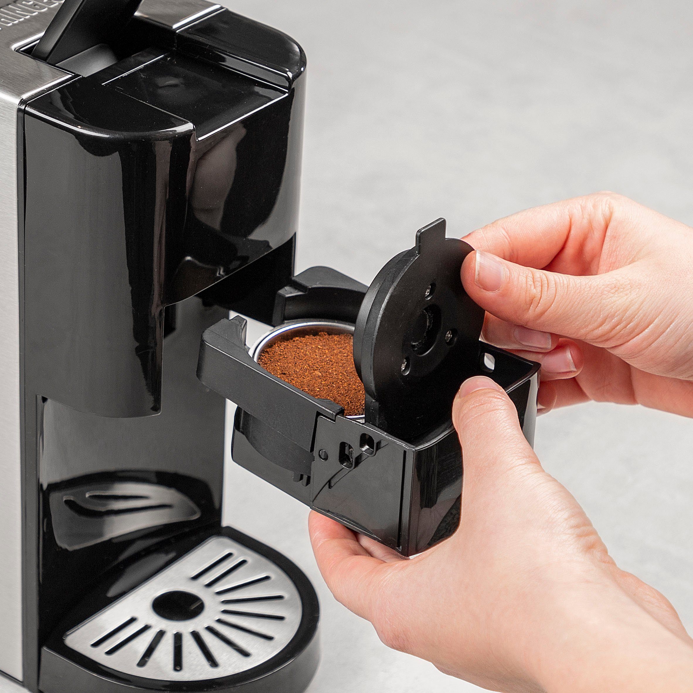 PRINCESS Kapsel-/Kaffeepadmaschine 249450, 4-in-1, Kapsel, Pads, Gemahlenen Kaffee, 1450 Watt
