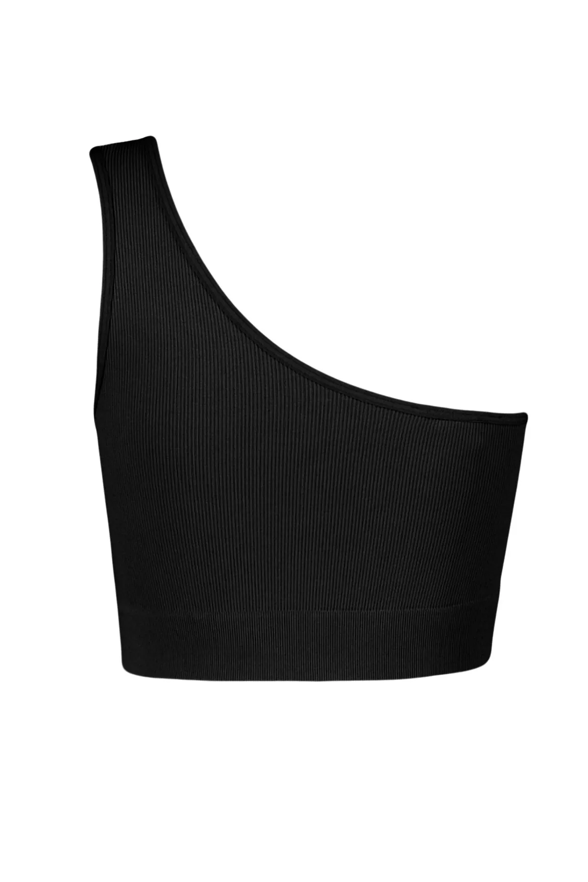 Trendyol Collection  Schwarzer nahtloser/nahtlos unterstützter/formender einschultriger gestrickter Sport-BH THMSS23SS00008