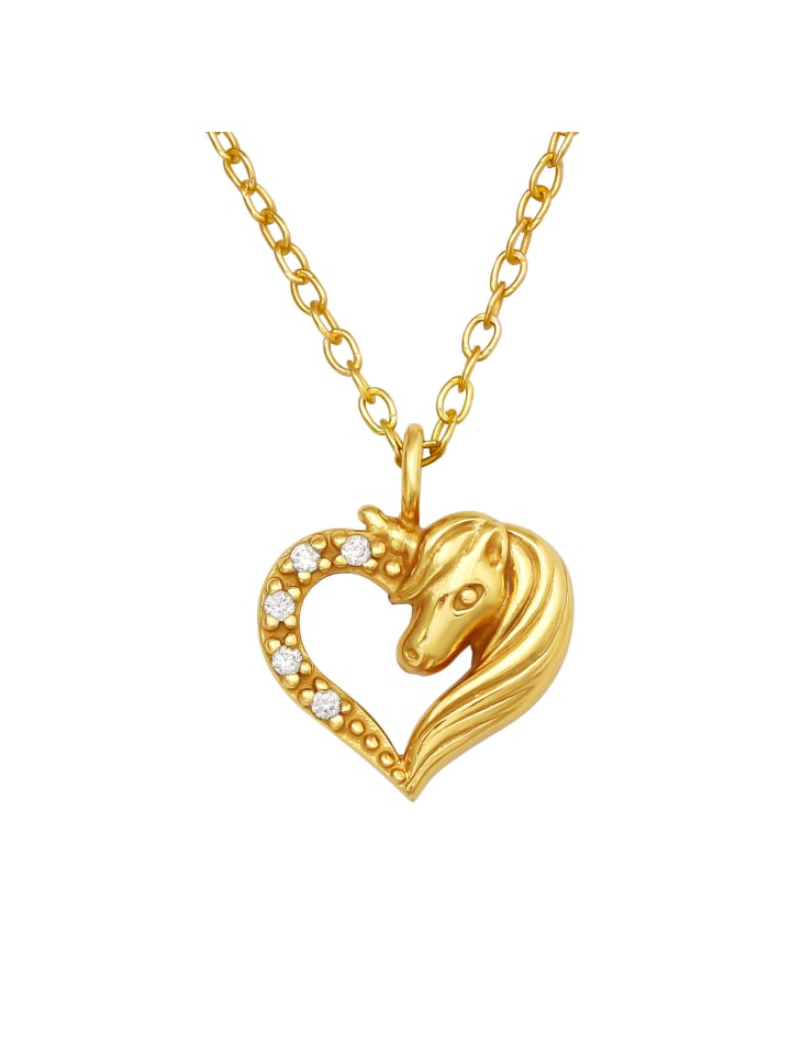 Alexander York Kette mit Anhänger HERZ und PFERD in Gold aus 925 Sterling Silber, 2-tlg. günstig kaufen onesize