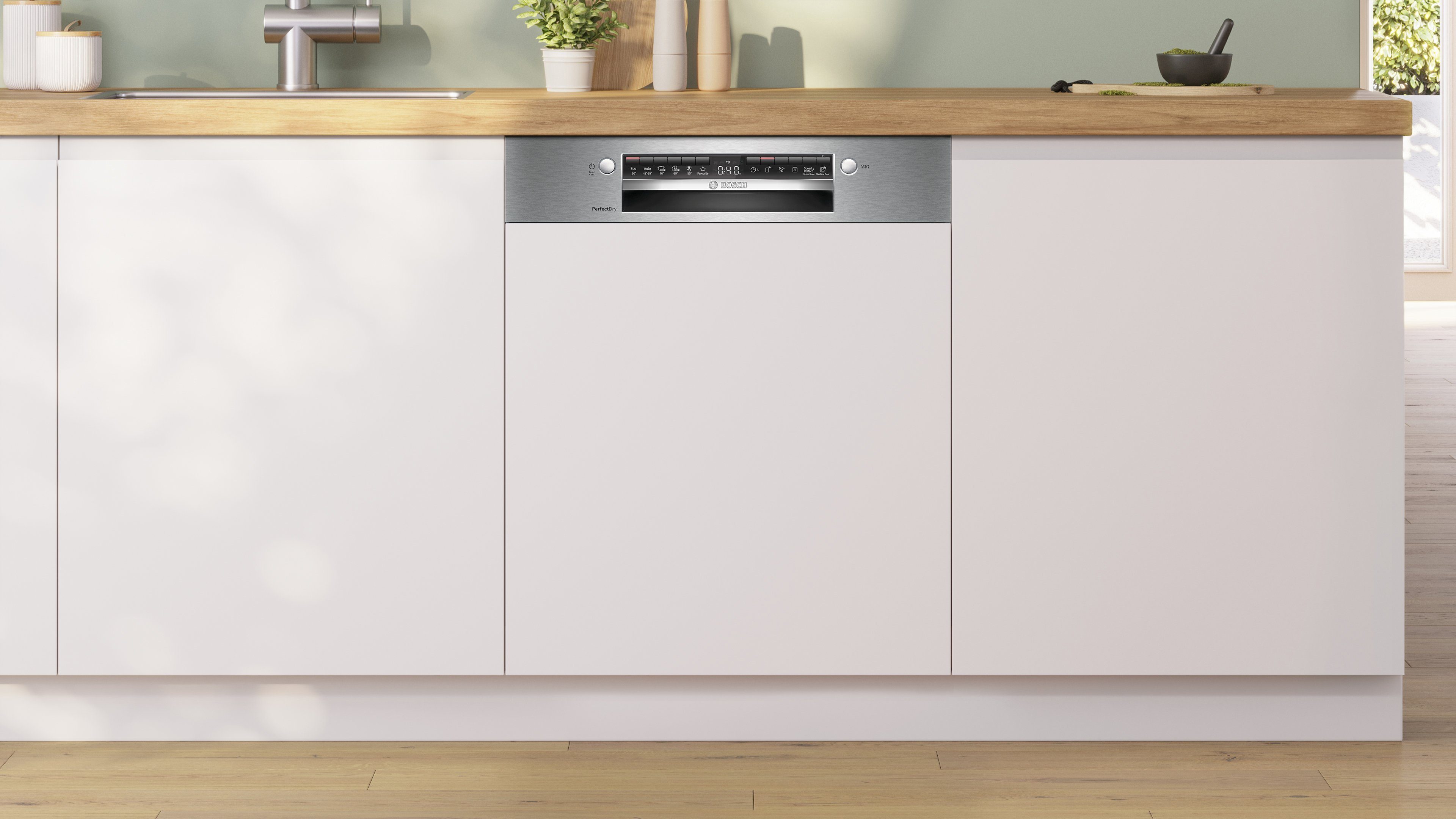 BOSCH teilintegrierbarer Geschirrspüler Serie 6, SMI6YCS02E, 14 Maßgedecke