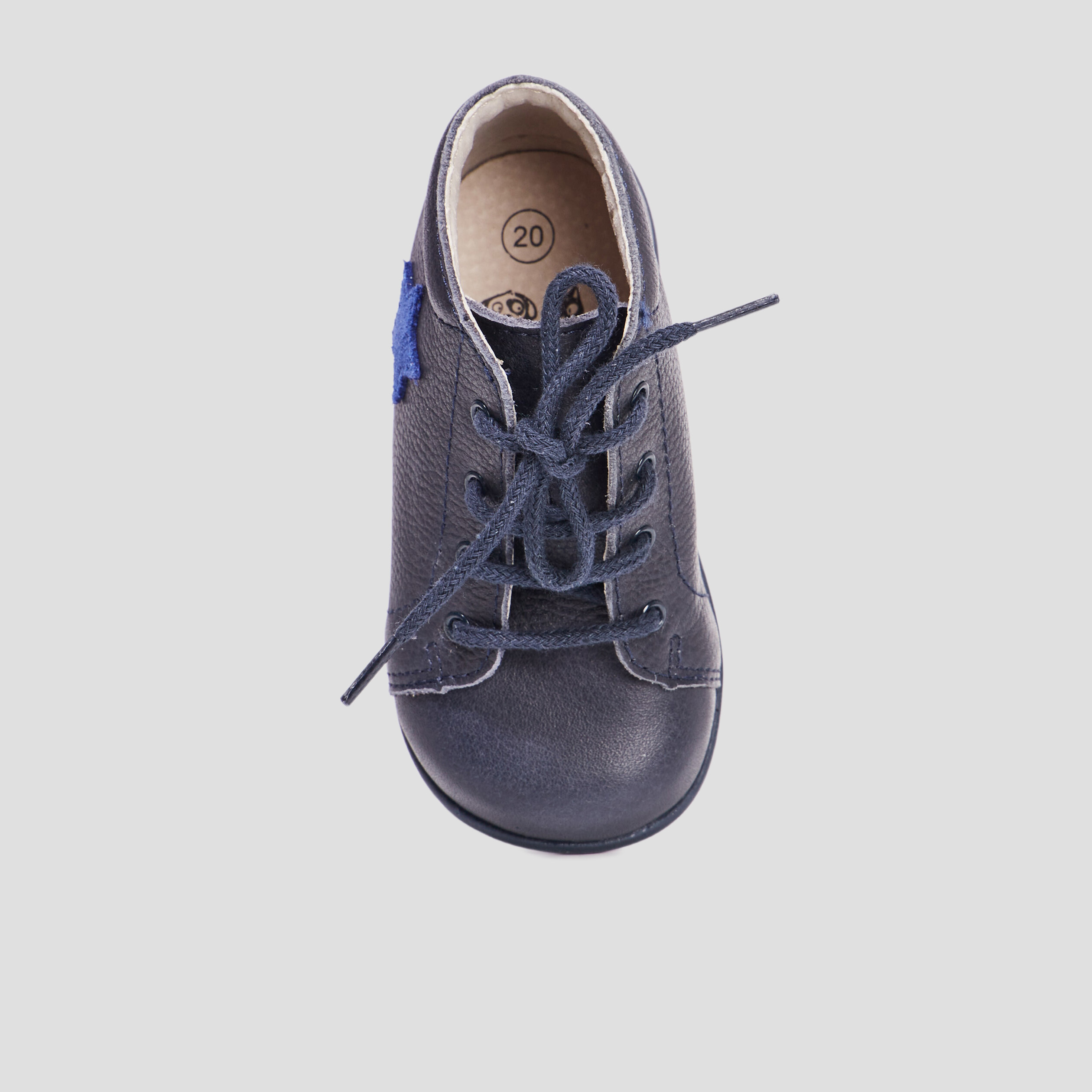 Bottillons à lacets en cuir bleu marine bébé garçon | La Halle