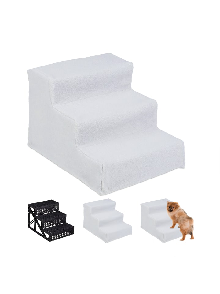 relaxdays Hundetreppe in Weiß - (B)35x (H)30 x (T)45 cm günstig kaufen onesize