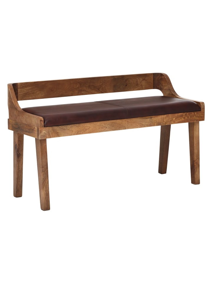 KADIMA DESIGN Sitzbank | Echtleder/Holz, 108x63x43cm, Rückenlehne günstig kaufen onesize
