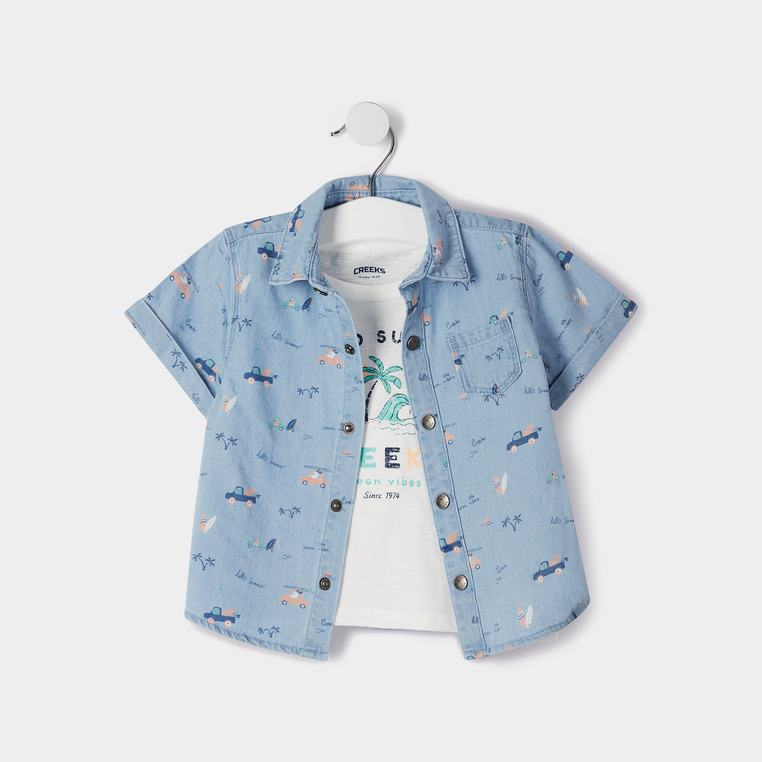 Ensemble 2 pièces Creeks denim bleach bébé garçon | La Halle