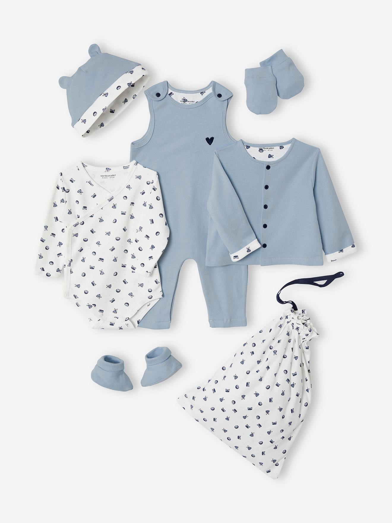 Kit naissance 6 pièces personnalisable + sac bleu