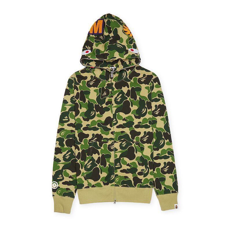 A Bathing Ape Big ABC Camo Shark Full Zip Hoodie M green