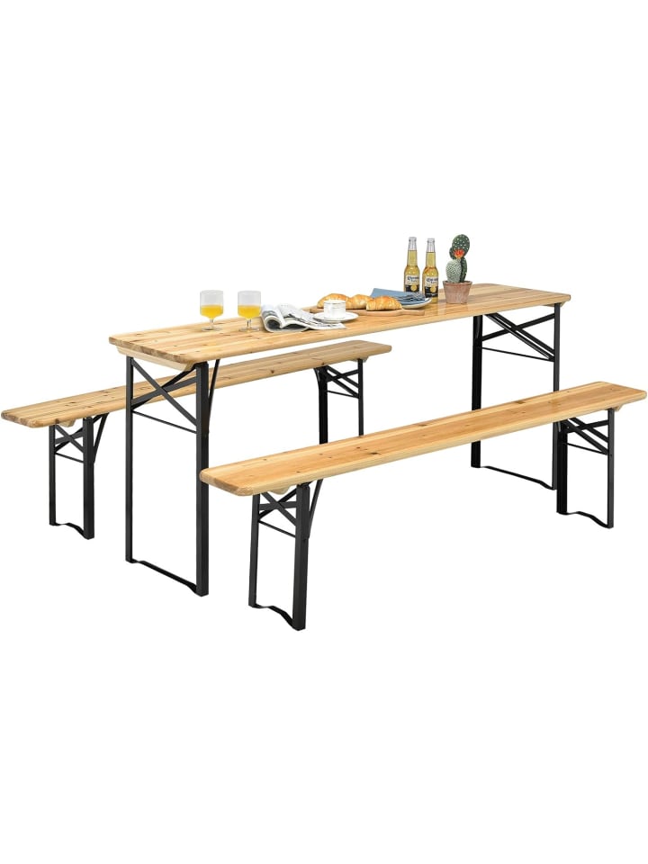 COSTWAY Picknicktisch 3tlg. Set in Braun günstig kaufen onesize