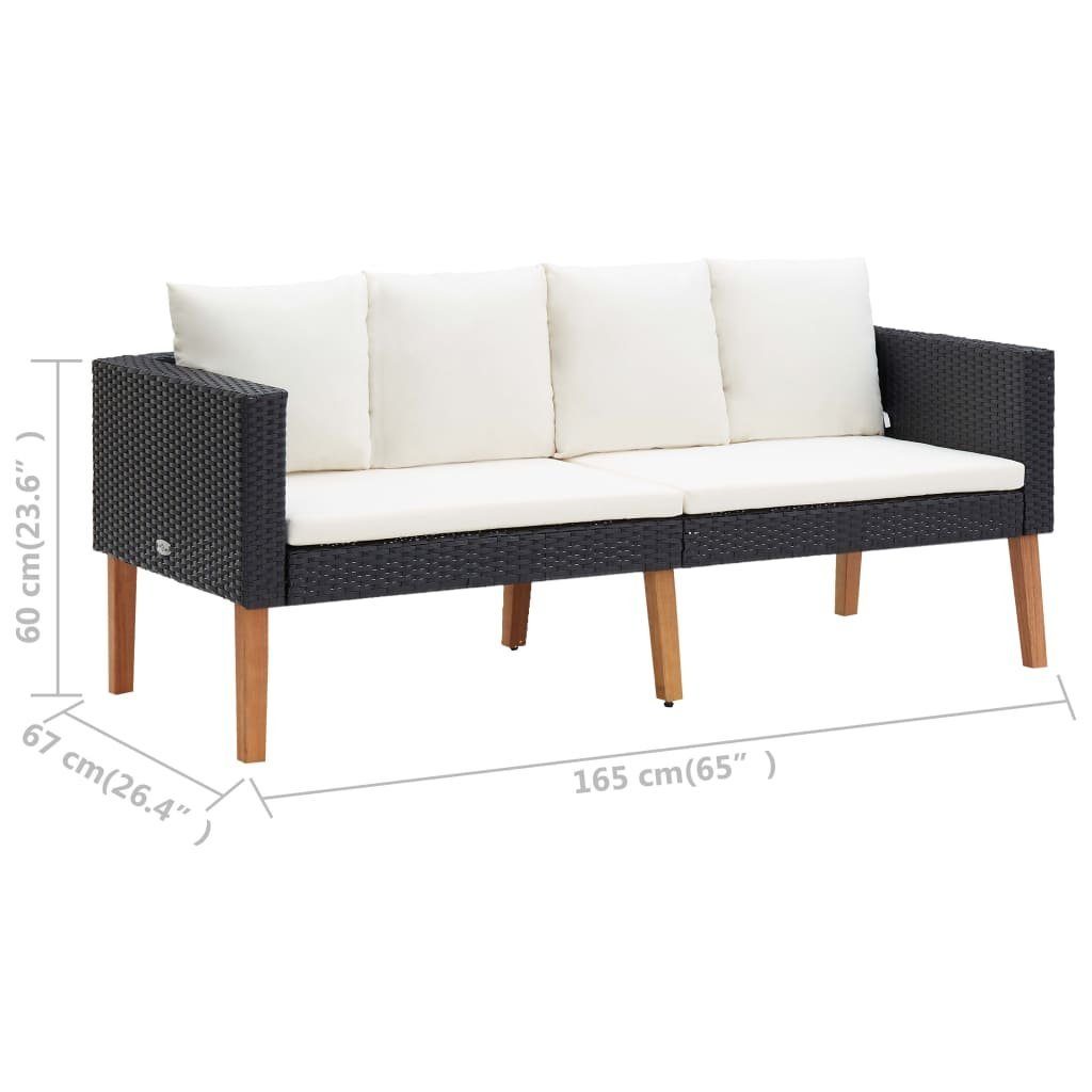 vidaXL Gartenlounge-Set 2-tlg. Garten-Lounge-Set mit Kissen Poly Rattan Schwarz, (1-tlg)