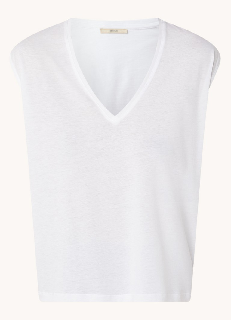 T-shirt Sessùn The V in misto lyocell con maniche a V