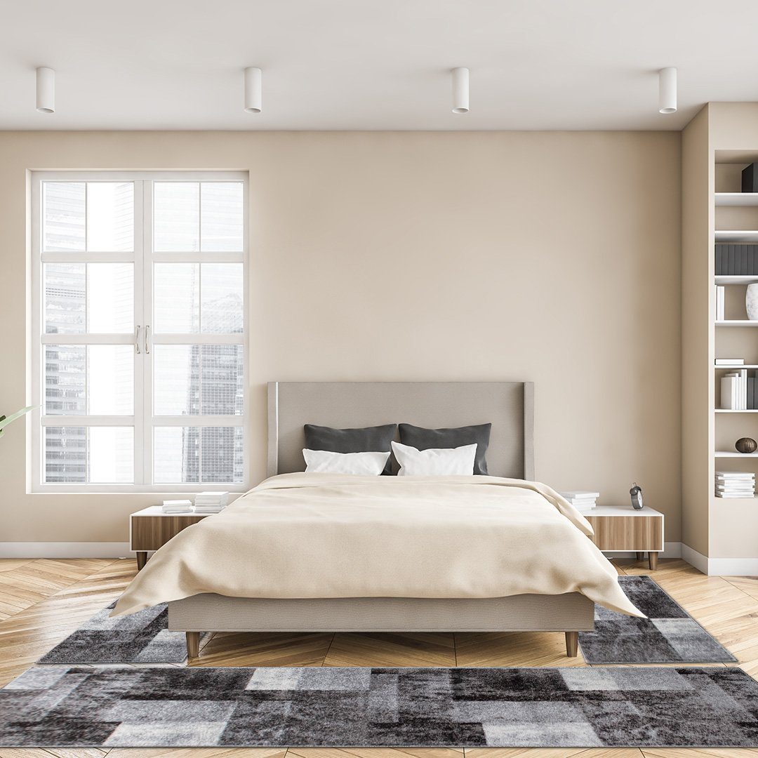 Bettumrandung PHOENIX oKu-Tex, Höhe 11 mm, (Set, 3-tlg. 1 x 67 x 340 cm + 2 x 67 x 140 cm), Bettvorleger-Set, 3-tlg., weicher Kurzflor, modernes Design, meliert