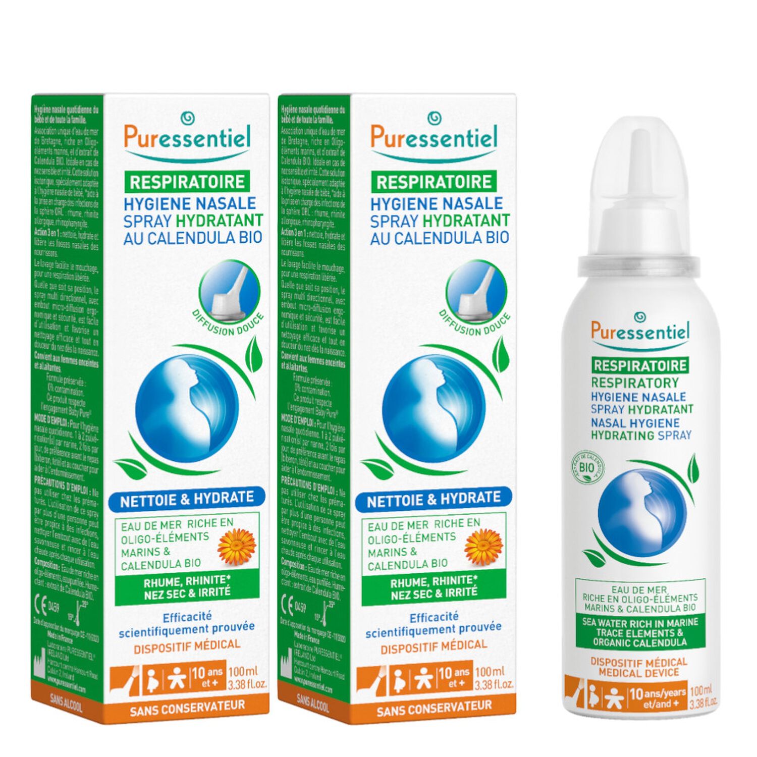 Puressentiel Respiratoire Hygiène Nasale Spray Hydratant Lot de 2 x 100 ml