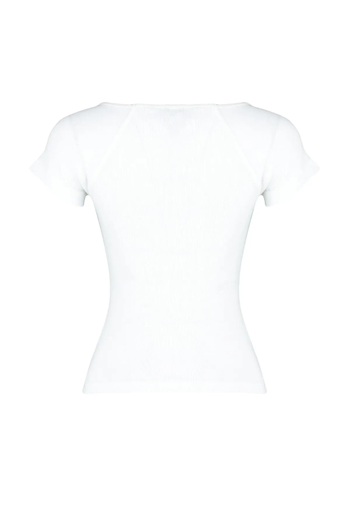 Trendyol Collection  Weiße, taillierte Strickbluse aus Baumwollstretch TWOSS21BZ0579