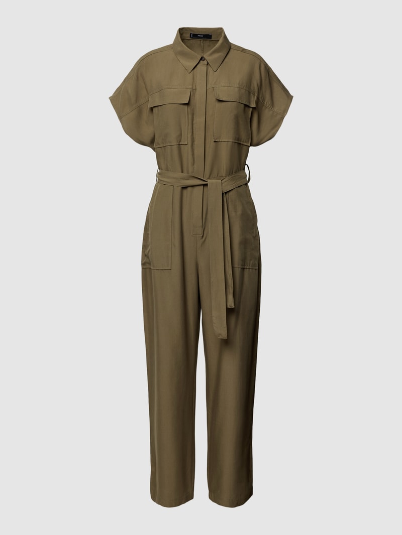 Jumpsuit mit Hemdblusenkragen in khaki