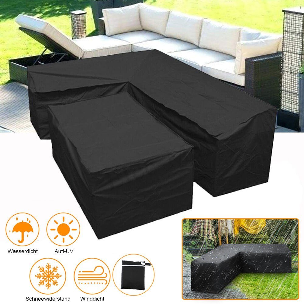 Qelus Gartenmöbel-Schutzhülle Gartenmöbel Abdeckung, Lounge L-Form Sofa Wasserdicht Schutzhülle, Winddicht UV-Beständiges Oxford Gewebe Schutzhülle für Garten