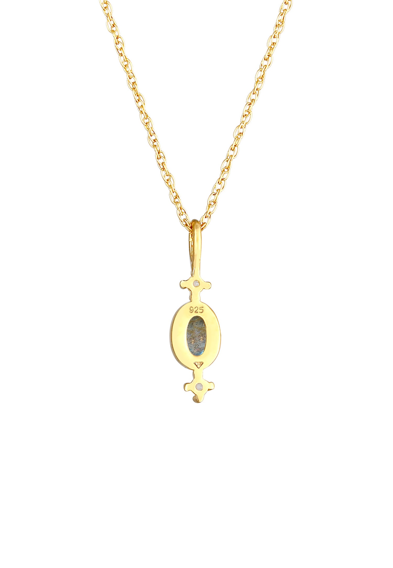 Elli PREMIUM Ladies' Twisted Pendant with Labradorite Topaz in 925 Sterling Silver and Gold Plated