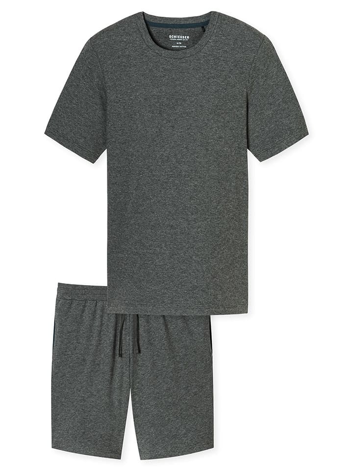 Schiesser Pyjama in Anthrazit günstig kaufen