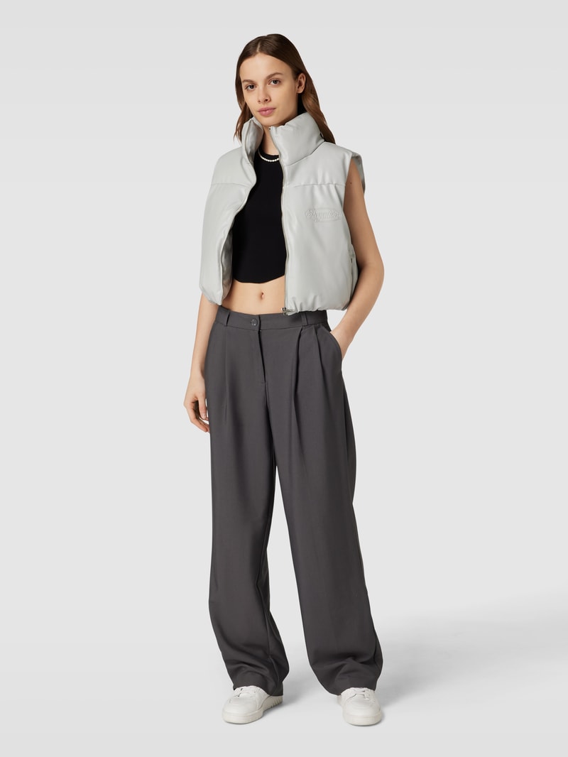 Cropped Lederweste mit Label-Prägung Modell 'Zito' in ecru