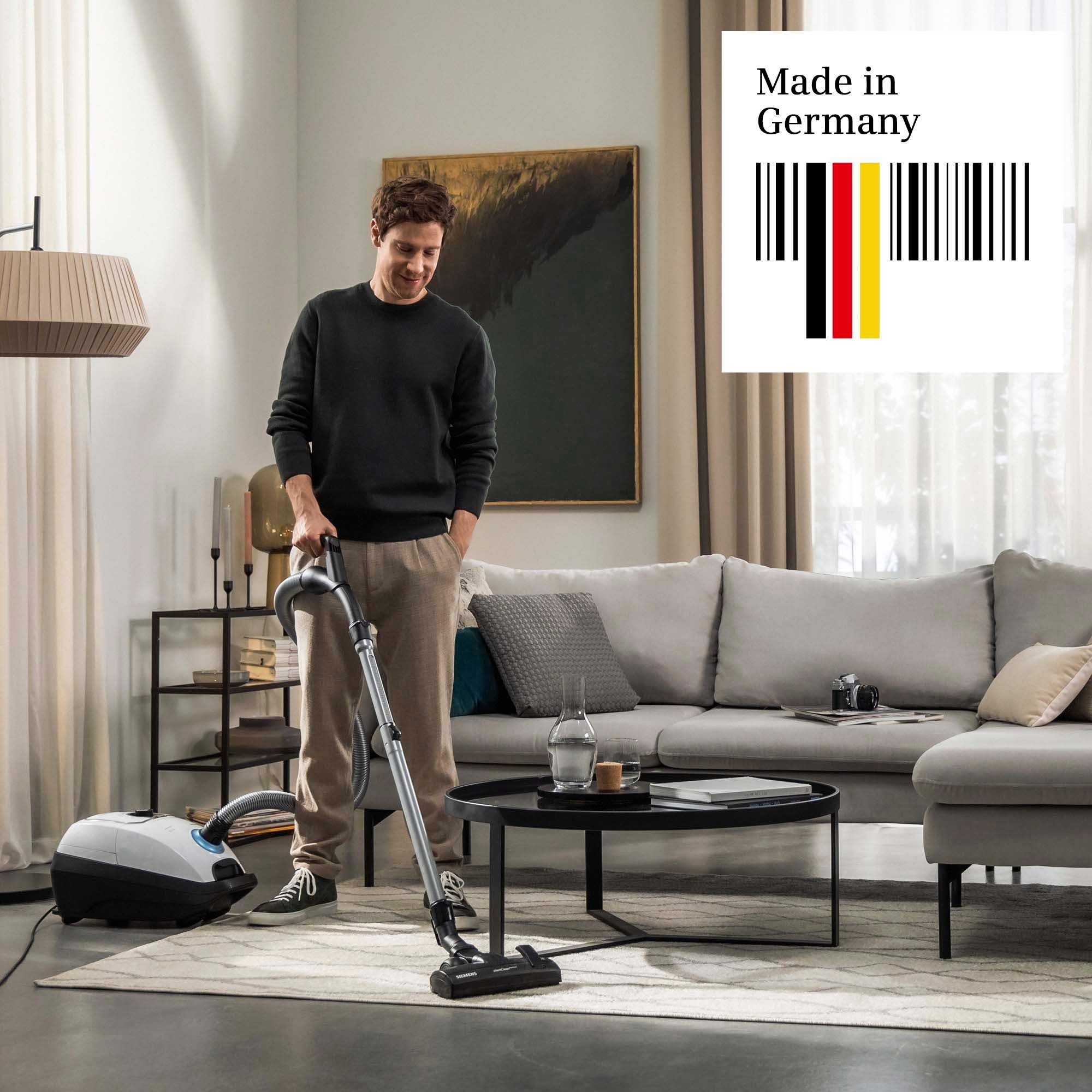 SIEMENS Bodenstaubsauger VSZ7442S, 650 W, mit Beutel, besonders leise, inkl. Hartbodendüse, Fugendüse und XXL-Polsterdüse
