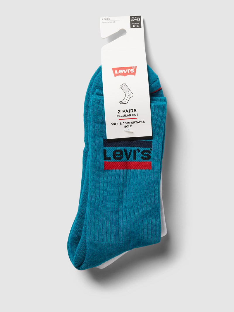 Socken mit Label-Details im 2er-Pack in petrol