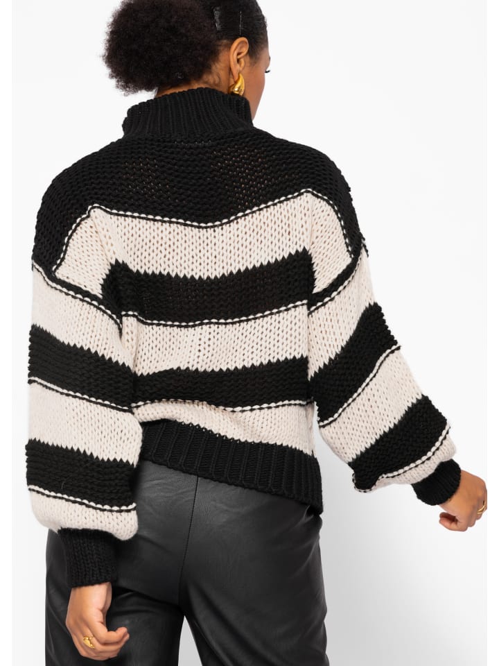 SASSYCLASSY Rollkragenpullover in Schwarz, Beige günstig kaufen